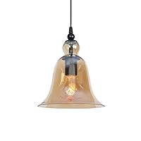 Simple Glass Ceiling Hanging Lighting - Vintage Industrial Edison Suspension Lamp - Height Adjustable Indoor Mini-Pendant Light, Black Metal Finish - E27 Socket Lighting Device