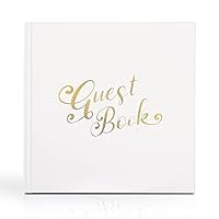 Naler Guest Book Wedding Guest Book Photo Album Hard Cover Book with Rose Gold Foil for Wedding Favors Bridal Shower Games Bachelorette Party Supplies (White)