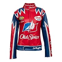 Womens Ricky Bobyy Jacket Wife Costume - White Old Spice Talladega Racing Nights Costume Motorcycle Leather Jacket
