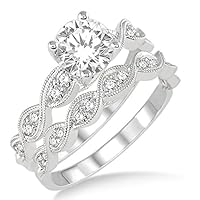 1.00 Carat inertwined Bridal set in Princess cut diamond in 10k white gold