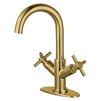 Kingston Brass LS8453JX Concord Two-Handle Bathroom Faucet with Push Pop-Up, Brushed Brass