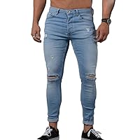 Andongnywell Men's Plus Size Ripped Skinny Jeans Trousers Fashion Casual Loose Destroyed Denim Pants
