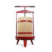 Fruit Wine Cider Press - Solid Wood Basket- 4.75 Gallon/18L-T Handle Bar-More Stable-Vintage traditional juicer,Apple Grape Fruit press for Juice Maker-1 free filter bag included(Red)
