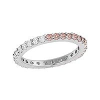 925 Sterling Silver Round 2 MM Morganite Full Eternity Stackable Band Ring Gift For Her