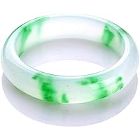 Yuppie Classic Retro Oriental Style Natural Jade Green Ice Floating Flower Round Bar Link Bracelet，Crystal Natural Stone for Men Women (Size : 58-60mm)