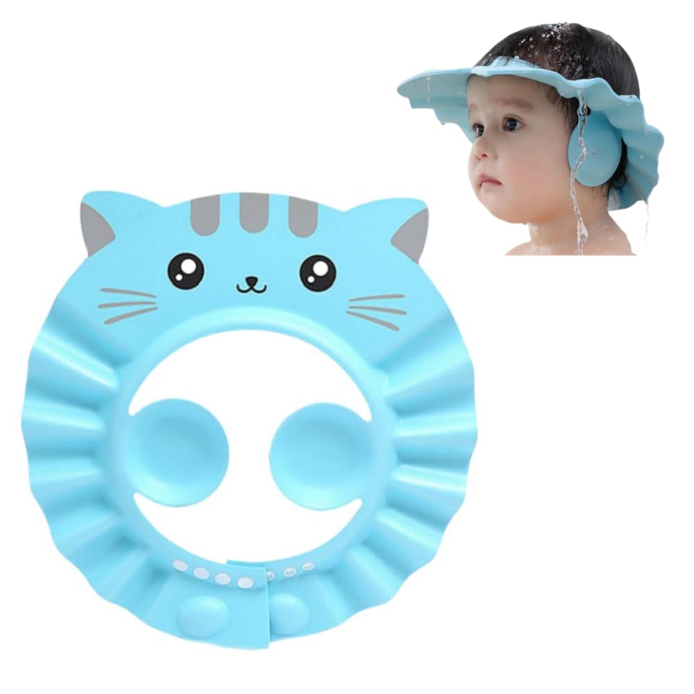 Shower Cap Baby Cover Eye Ear Protection Shower Hair Wash Shampoo Shield Soft Comf Adjustable Bathing Visor Hat Diversion Brim for Baby Kids Eye Ear Cover Shower