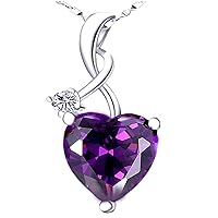 Uloveido Silver Color Crystal Heart Pendant Infinity Necklace Cubic Zirconia Valentines Jewelry for Women Y1070