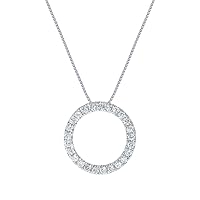 Lab Grown Circle Diamond Necklace For Women | GH Color VS/SI Clarity 1/6-1/2 CT. TW. Diamond Pendant Necklace in 925 Sterling Silver | Stunning Diamond Jewelry for Women