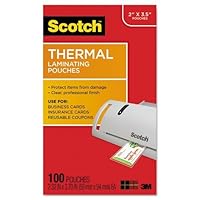Scotch Thermal Laminating Pouches for Business Cards, TP5851-100, 2-5/16