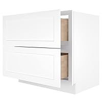 LOVMOR Kitchen Base Cabinets, Drawer Base Cabinet, 2-Drawer,Soft Close Hardware, 24 x 36 x 34.5 inch