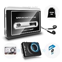 Updated Cassette Tape Player with Speaker Portable Cassette to MP3 Converter Audio Cassette to Digital Converter via USB Auto Reverse Clear Stereo Compatible with Mac Laptops & Personal Computers