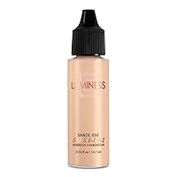 LUMINESS Silk Airbrush Spray Foundation Makeup Starter Kit - Full Coverage  Foundation, Primer & Dual-Sided Buffing Brush - Buildable Coverage