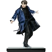 Sideshow BTS Toy Figure, BTS IDOL JUNG KOOK Non-Scale Statue Blue, 9.1 inches, Detailed Black Hair, Korean Motif Outfit, Dark Blue Cloth Robe, Solid Black Pedestal