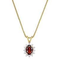 Rylos Necklaces For Women 14K Yellow Gold - January Birthstone Pendant Necklace - Garnet 6X4MM Color Stone Gemstone Jewelry For Women Gold Necklace