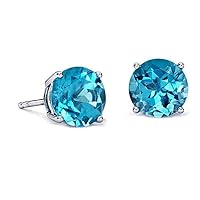 Choose Your Gemstone Round Shape Stud Solitaire Earring for Girls Fashion Birthstone Jewelry for Women Men with Butterfly backing Chakra Healing Stud Earrings