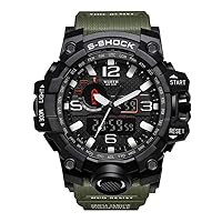 Men'S Military Multifunctional Watch Dual Time Zone Led Luminous Display Resin Shell Silicone Strap Waterproof And Dustproof Anti -Mud Secondary Watch Alarm Clock Pointer Number Wild Sports Adventure Venom Fashion Design