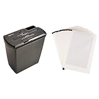 Amazon Basics 8-Sheet Strip-Cut Paper Shredder and Shredder Sharpening & Lubricant Sheets (Pack of 12) Bundle