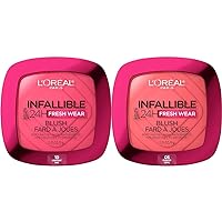 L'Oreal Infallible Up to 24H Fresh Wear Soft Matte Blush Bundle with Confident Pink 10 and Fearless Coral 05, 0.31 Oz Each