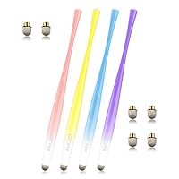 ELZO Capacitive Stylus Pens Premium Metal Slim Combo 4 Pack Tips for All Touch Screens iPad & Android Tablets DELL/Samsung/HP/Asus/Surface/Samsung/iPhone/LG (Blue/Purple/Yellow/Pink)