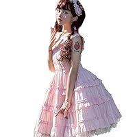Women Girls Layered Sleeveless High Waist Knee Length Casual Dress Summer Lolita Solid Color