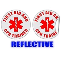 Pair - Reflective Hard Hat Stickers | Helmet Safety Decals Labels | First Aid and CPR Trained Sticker Decals