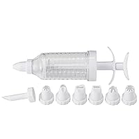 Chef Craft Select Plastic Icing Syringe, 7 inches in length with 8 tips, White and Clear