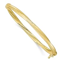 Leslies 10k Gold Polished and Brushed Hinged Bangle