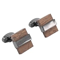 Square Wood Cufflinks Men's French Business Cuffs Solid Wood Grain French Sleeve Nails