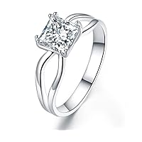 Princess Cut 1.00Ct Solid 925 Sterling Silver Ring Promise Anniversary Engagement Wedding Jewelry