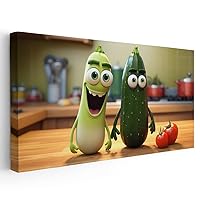 GUBIYU Zucchini Friends Playful Cucumber Kitchen Pictures Funny Cartoon Food Vegetable Wall Art Kitchen Wall Decor Colorful Educational Wall poster Vegetables Prints for Classroom Nursery Room 20