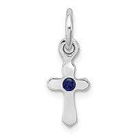 JewelryWeb 925 Sterling Silver Polished Rh Plated for boys or girls Preciosca Crystal Sept Religious Faith Cross Pendant Necklace Measures 17x5.91mm Wide