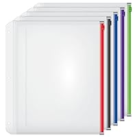 Cardinal Plastic Zippered Binder Pockets, 3-Hole Punched, Fits Full Letter Size 8-1/2