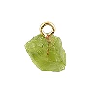 Guntaas Gems August Birthstone Rough Peridot Tiny Charms Brass Gold Plated Single Bail Charms Connector (5 Pieces)