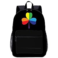 Rainbow Shamrock 17 Inch Laptop Backpack Large Capacity Daypack Travel Shoulder Bag for Men&Women