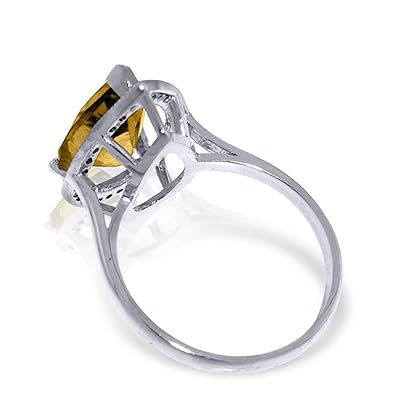Galaxy Gold GG 14k Solid White Gold Teardrop Natural Citrine and Diamond Ring (9.0)
