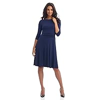 Rekucci Women's Flippy Fit N' Flare Dress with 3/4 Sleeves