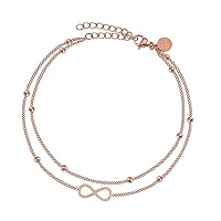 GD GOOD.designs EST. 2015 Infinity anklet for women I Waterproof infinity anklet (22-27cm) in 18K gold, silver and rose gold I Women's ankle jewellery with beads