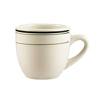 CAC China GS-35 2-1/2-Inch Greenbrier 3.5-Ounce Green Band Stoneware A.D. Cup, American White, Box of 36