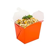 Restaurantware Bio Tek 8 Ounce Noodle Take Out Boxes 200 Disposable Food To Go Boxes - Tab-Lock Stackable Orange Paper Take Home Boxes Greaseproof For Restaurants Catering And Parties