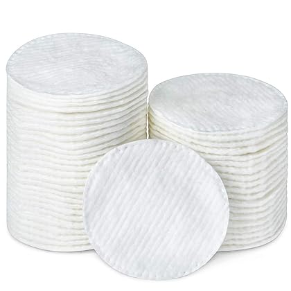 R-NEU 200 Cotton Rounds, 100% Natural Turkish Cotton Makeup Remover and Facial Cleansing Cotton Round Pads, Waffle Textured Hypoallergenic Cotton Wipes, 2.25 Inch Diameter (200 Pack)