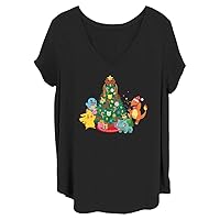 Fifth Sun Plus Pokemon Christmas Tree Women's Special Sizes Short Sleeve Tee Shirt