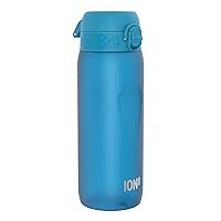 Ion8 Water Bottle, 750 ml/24 oz, Leak Proof, Easy to Open, Secure Lock, Dishwasher Safe, BPA Free, Flip Cover, Carry Handle, Soft Touch Contoured Grip, Easy Clean, Odor Free, Carbon Neutral, Blue