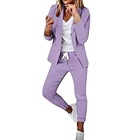 Women's 2024 Soft Two Piece Outfits Blazers Jacket and Short Pants Double Breasted Business Work Casual Suit Sets