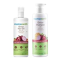 Mamaearth Onion Hair Care Kit for Hair Fall Control | with Onion Oil 250ml + Shampoo 400ml | Anti Hair Loss & Hair Growth Formula | 21.98 Fl Oz (2 Piece Set)