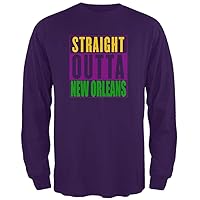 Mardi Gras Straight Outta New Orleans Mens Long Sleeve T Shirt Purple LG