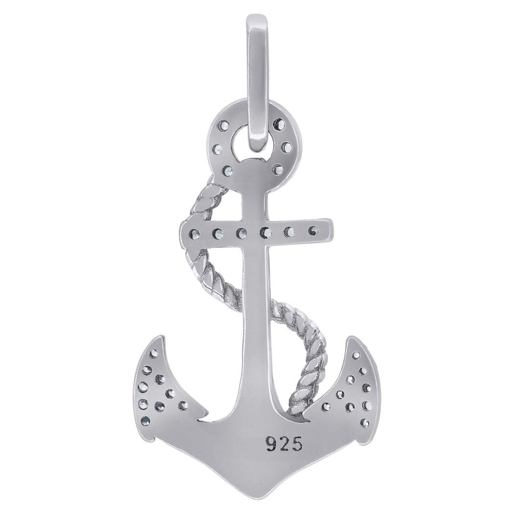 925 Sterling Silver Mens Women Yellow Tone CZ Nautical Ship Mariner Anchor Charm Pendant Necklace Measures 23.8x12.2mm Wide Jewelry Gifts for Men