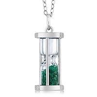 Gem Stone King 925 Sterling Silver Hourglass Pendant With 0.75 Ct Gemstone Dust 18 Inches Chain