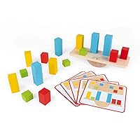 Janod Essentials Weights Balance Game - Magnetic Scale with 16 Wood Blocks - Ages 3+ - J05063