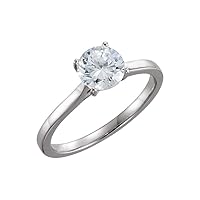 Solid 10k White Gold 1.0 Cttw Diamond Solitaire Engagement Ring Band (Width = 5.5mm)