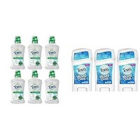 Tom's of Maine Wicked Fresh! Alcohol-Free Mouthwash, Cool Mountain Mint, 6-Pack + Aluminum-Free Wicked Cool! Natural Deodorant for Kids, Freestyle, 3-Pack